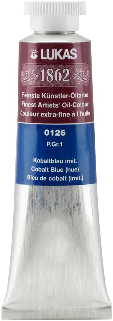 Lukas 1862 Professional German Oil Paint, Colbalt Blue Hue 37 mL - w/Beeswax & Non-Yellowing Sunflower Oil, Short Drying Time, Smooth, Outstanding Lightfastness
