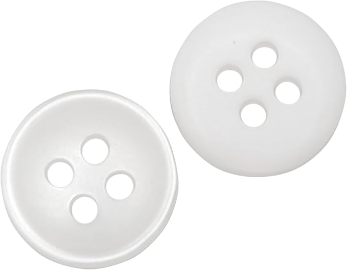 100 Pcs Pearl Buttons for Shirt 4 Hole 0.35 inch White Sewing Buttons 14L Plastic Round 9mm Ideal for Sewing Dress Skirt Blouse School Outfits Aprons Pants Jackets Bags DIY Crafts