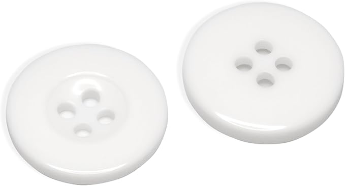 100 Pcs White Buttons for Sewing 3/4" (19mm) 4 Hole 30L Plastic Large Glossy Buttons 0.75 inch Uniform Jacket Sewing Buttons Bulk for Lab Coat Pants Suit Workwear School Outfits Aprons Crafts DIY
