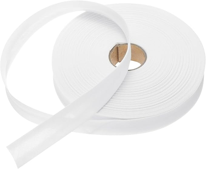 MECCANIXITY 1 Inch Single Fold Bias Tape Polyester Continuous Bulk Bias Tape for Sewing,Seaming Quilting Hemming Binding Crafts (White 50 Yards)