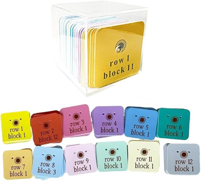 Cowenhey Quilt Block Row Markers, 1-12 Rows 144Pcs with Storage Box, Sewing Marking Tools Innovative Sewing and Quilting Notions, Paper Cardstock with Holes