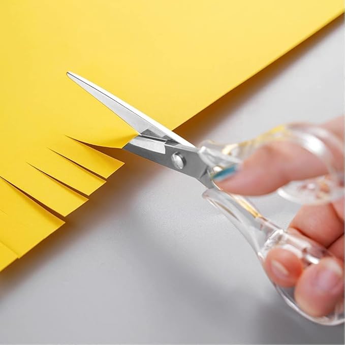 Craft Scissors with Stainless Steel Blade and Transparent Acrylic Handle, All Purpose Scissor for Office, School, Home, Fabric Shears, Tijeras （Transprent-6.3")
