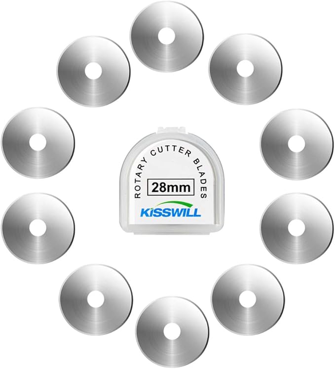 Rotary Cutter Blades 28mm by KISSWILL - Fits Fiskars 28mm Rotary Cutter Replacement, Sharp and Durable (28MM)