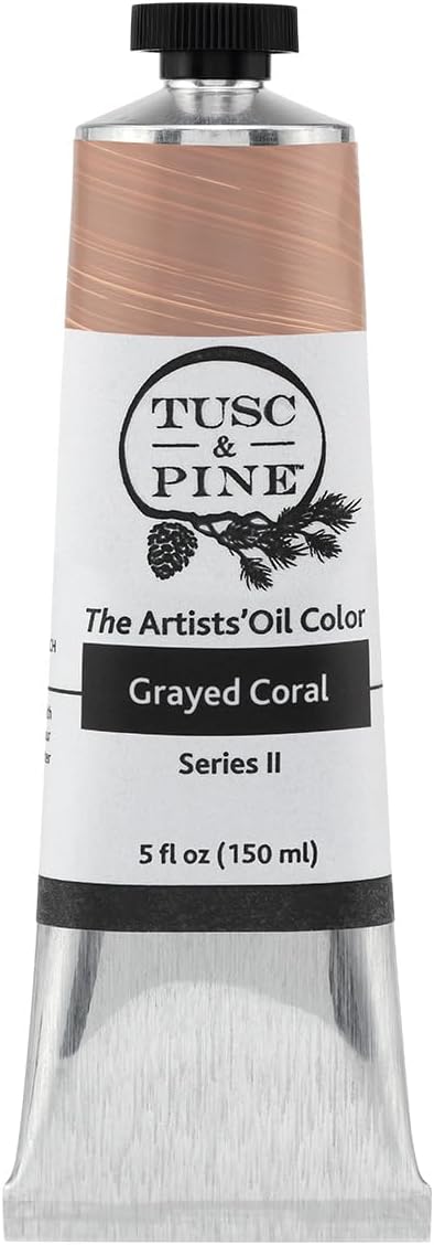 Tusc & Pine Artist Oil Paint - Grayed Coral, 150 ml, Non-Yellowing, Rich & Creamy Consistency, Maximum Pigment Load, Small Batch Milled Oil Paints Made in the USA for Professional Artists