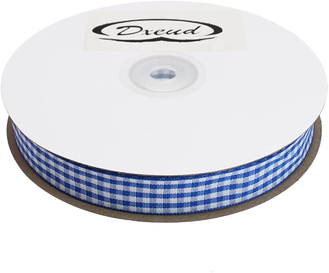 Gingham Ribbon 50 Yard Each Roll 100% Polyester Woven Edge (5/8" x 50 Yards, Royal Blue)