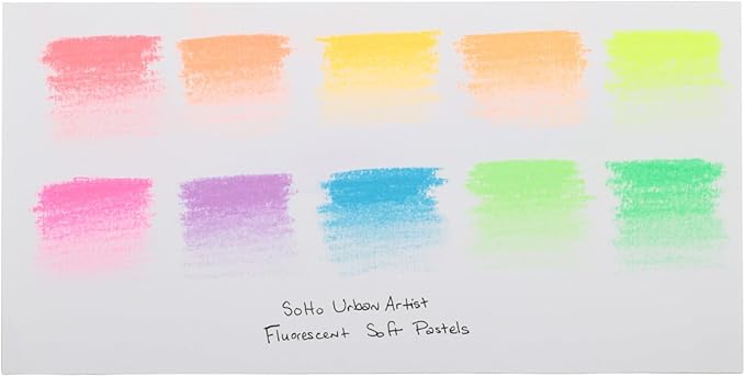 Soho Urban Artist Soft Pastels Set of 10 Bright Fluorescent Neon Colors, Vibrant Pastel Sticks for Art, Drawing, Blending, Layering, Shading