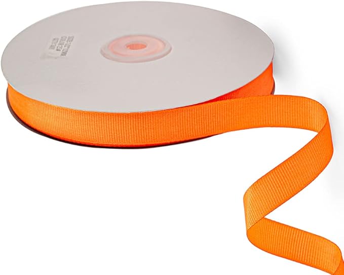 LIUYAXI 5/8" X 50 Yards Solid Orange Grosgrain Ribbon, Perfect for Crafts, Wedding Decor, DIY Hair Accessories, Sewing, Gift Package Wrapping and More