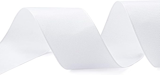 LIUYAXI 1-1/2" X 50 Yards Solid White Grosgrain Ribbon, Perfect for Crafts, Wedding Decor, DIY Hair Accessories, Sewing, Gift Package Wrapping and More
