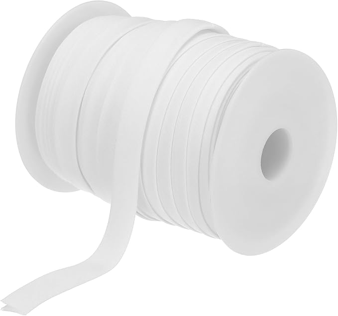 MECCANIXITY 1/2 Inch Double Fold Bias Tape Polyester Continuous Bulk Bias Tape for Sewing,Seaming Quilting Hemming Binding Crafts (White 55 Yards)