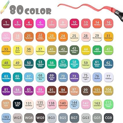 80 Colors Alcohol Markers Set Dual Tips - Professional Art Markers for Kids & Adults Coloring Books, Manga Drawing, Calligraphy, Bullet Journaling with Quick-Dry Ink & Blendable Colors