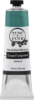 Tusc & Pine Artist Oil Paint - Grayed Turquoise, 150 ml, Non-Yellowing, Rich & Creamy Consistency, Maximum Pigment Load, Small Batch Milled Oil Paints Made in the USA for Professional Artists