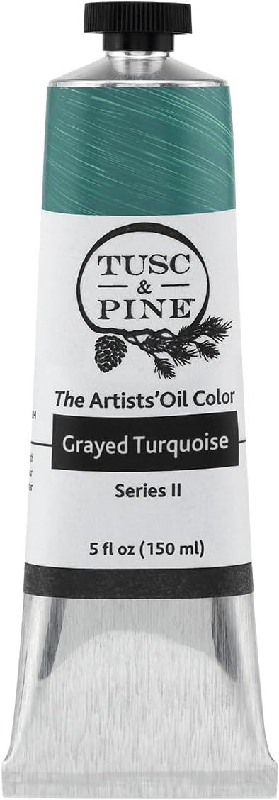 Tusc & Pine Artist Oil Paint - Grayed Turquoise, 150 ml, Non-Yellowing, Rich & Creamy Consistency, Maximum Pigment Load, Small Batch Milled Oil Paints Made in the USA for Professional Artists