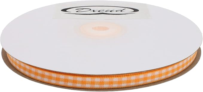 Gingham Ribbon 50 Yard Each Roll 100% Polyester Woven Edge (1/4" x 50 Yards, Tangerine)