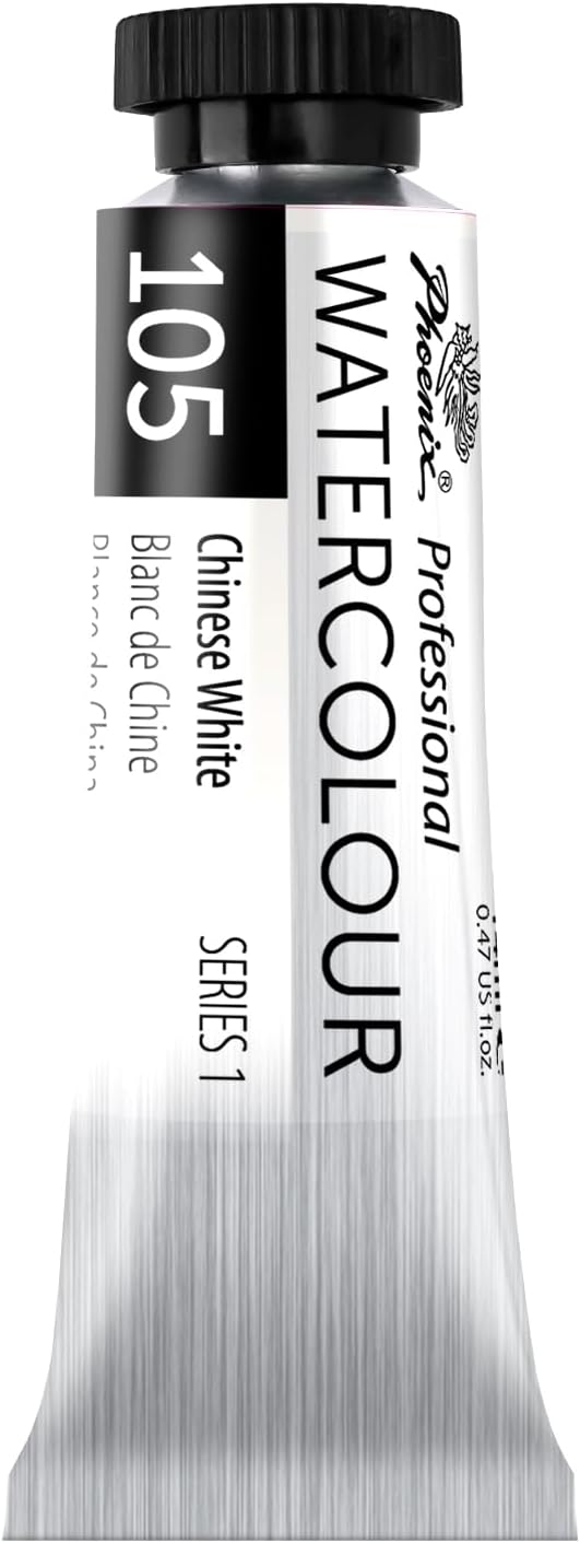 PHOENIX Professional Watercolor Paint Single Tube - 0.47 Fl Oz / 14ml - Chinese White