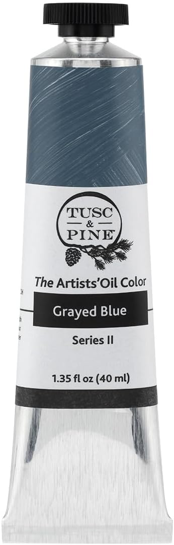 Tusc & Pine Artist Oil Paint - Grayed Blue, 40 ml, Non-Yellowing, Rich & Creamy Consistency, Maximum Pigment Load, Small Batch Milled Oil Paints Made in the USA for Professional Artists