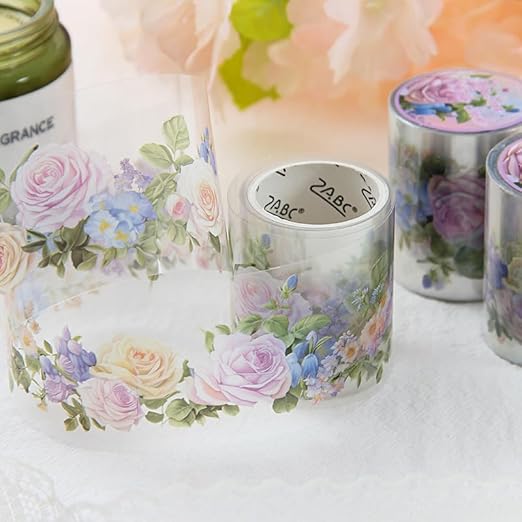 Alideco 6pcs Decorative Adhesive Tapes Fresh Literary Girl Botanical Flower Landscape PET Tape Great for Bullet Journal Supplies, Arts, Scrapbook, DIY Crafts, Planners (menghuaxianzong)