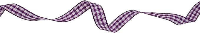 Gingham Ribbon 50 Yard Each Roll 100% Polyester Woven Edge (3/8" x 50 Yards, Purple)