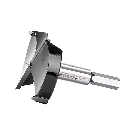 Mollom 3-1/4" (82.6mm) Forstner Drill Bit for Precise Woodworking with Durable YG8 Carbide Thickness of 2.0mm,This Hinge Cutter Tool is Ideal for Hard Wood, Plastic, Plywood