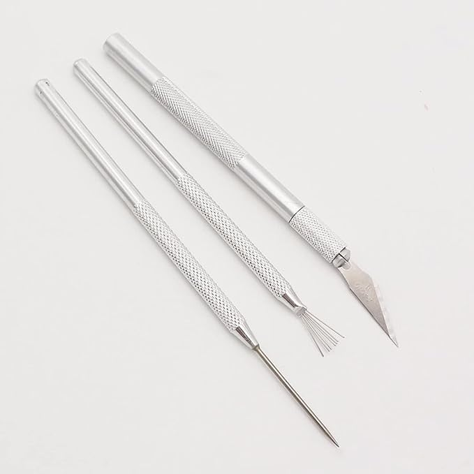 3Pcs Clay Ceramic Needle Tools Pottery Craft Tools Sculpture Feather Pin, Carving Knife and Needle Detail Tools for Pottery Modeling, Carving, Detail Processing