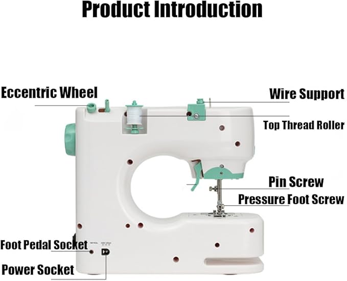 Compact Home Electric Sewing Machine, Sewing Machine for Beginners with 12 Built-in Stitches, Portable Cordless Handheld Twin Needles SewingMachine for Adults, Home Mending & Crafting (B)