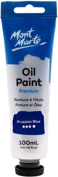 Mont Marte Oil Paint Premium, 3.4 US fl.oz (100ml) Tube, Prussian Blue, Heavy Body Paint, Artist Quality, Good Coverage, Excellent Tinting Strength, Ideal for Painting Canvas