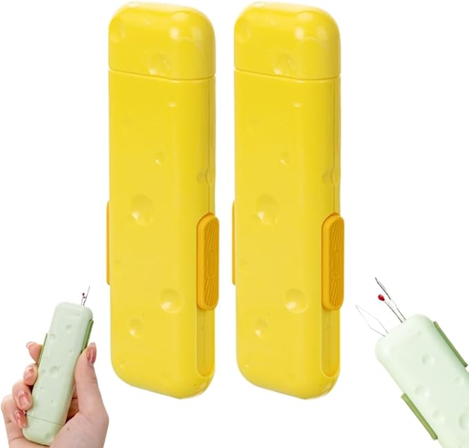 3 in 1 Automatic Needle Threaders Seam Ripper,2025 Upgraded Quilting Supplies Sewing Kit,Quick Sewing Machine Crafts and Knitting Unthreading Supplies (Yellow 2PCS)