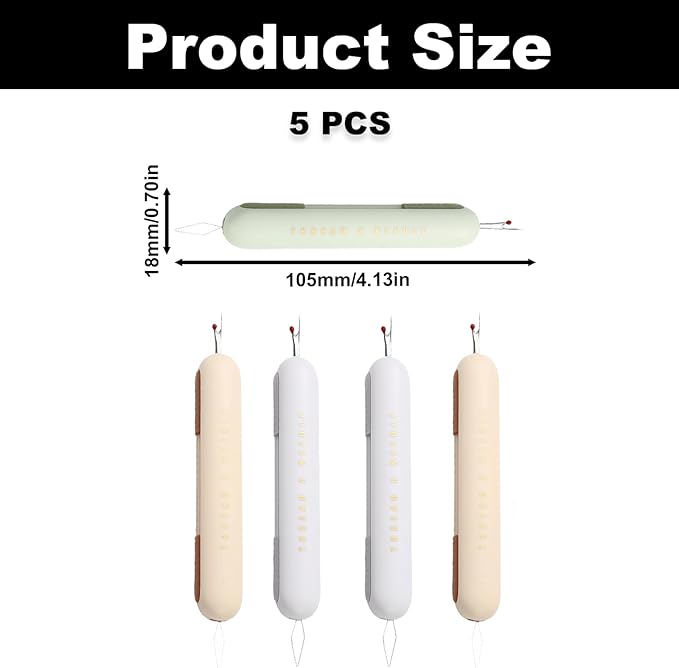5PCS Needle Threaders, 2-in-1 Automatic Stretchable Seam Rippers for Sewing, Integrated Seam Remover & Needle Threading Tool Kit for Hand Sewing Knitting Stitch Quilting Crafting Supplies