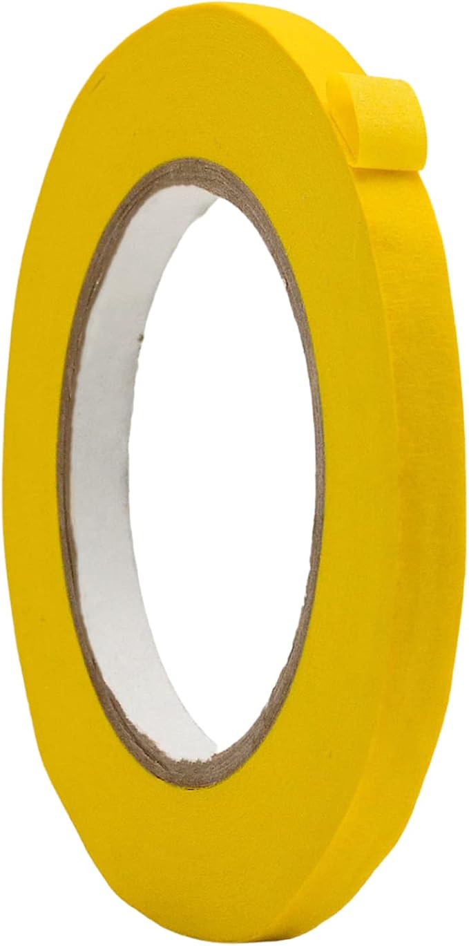 WOD MTC5 Colored Masking Tape, Yellow, 3/8 inch x 60 yds. Colorful Teacher Painters Tape for Fun DIY Art & Crafts, Lab Labeling, Writable & Classroom Decorations