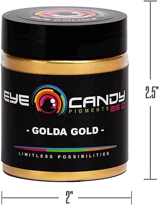 Eye Candy Pigments Premium Gold Mica Powder - Golda Gold (25gr) - for Epoxy, Resin, Soap, Paint, Woodworking, Acrylic Pouring, Bath Bombs, Fishing Lures - DIY Arts and Crafts Additive