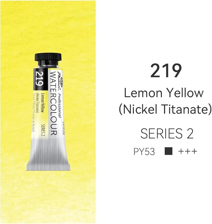 PHOENIX Professional Watercolor Paint Single Tube - 0.47 Fl Oz / 14ml - Lemon Yellow(Nickel Titanate)