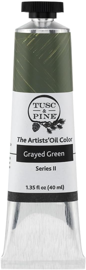 Tusc & Pine Artist Oil Paint - Grayed Green, 40 ml, Non-Yellowing, Rich & Creamy Consistency, Maximum Pigment Load, Small Batch Milled Oil Paints Made in the USA for Professional Artists