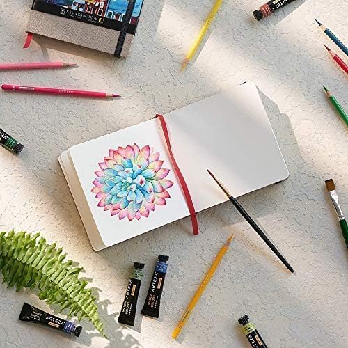 ARTEZA Watercolor Sketchbook, 3-Pack, 88 Pages Each, 5.5 x 5.5 Inches, Gray Hardcover, 110-Pound Paper