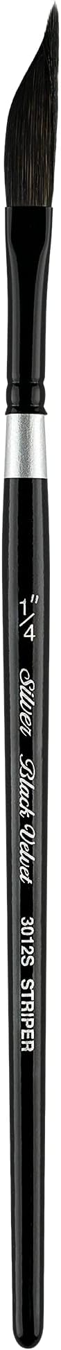 Silver Brush Limited 3012S-1/4 Black Velvet Dagger Striper Paintbrush for Watercolor, Gouache, Inks, & Dyes, Size 1/4 Inch, Short Handle