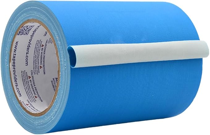 WOD GTC12 Gaffer Tape, Light Blue Low Gloss Finish Film, 6 inch x 60 ft. Residue Free, Non Reflective Cloth Fabric, Secure Cords, Water Resistant, Photography, Filming Backdrop, Production
