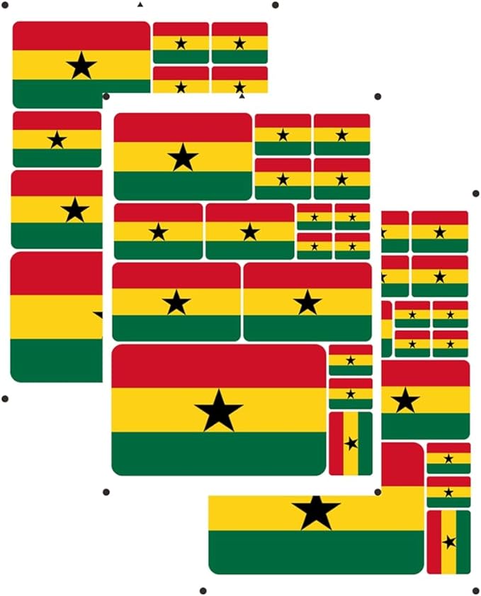 vmcoatdu Ghana Flag Laser Printing Sticker 3 Pcs Decal in Multiple Sizes Stickers (Green Ghana)