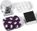 Portable Mini Tin Box 12-Well Empty Watercolor Palette Paint Mixing Tray is a Small Storage Travel Kit with Magnetic Clip and Oil Pot,Making it Perfect for Outdoor Sketching and DIY Painting.Cats