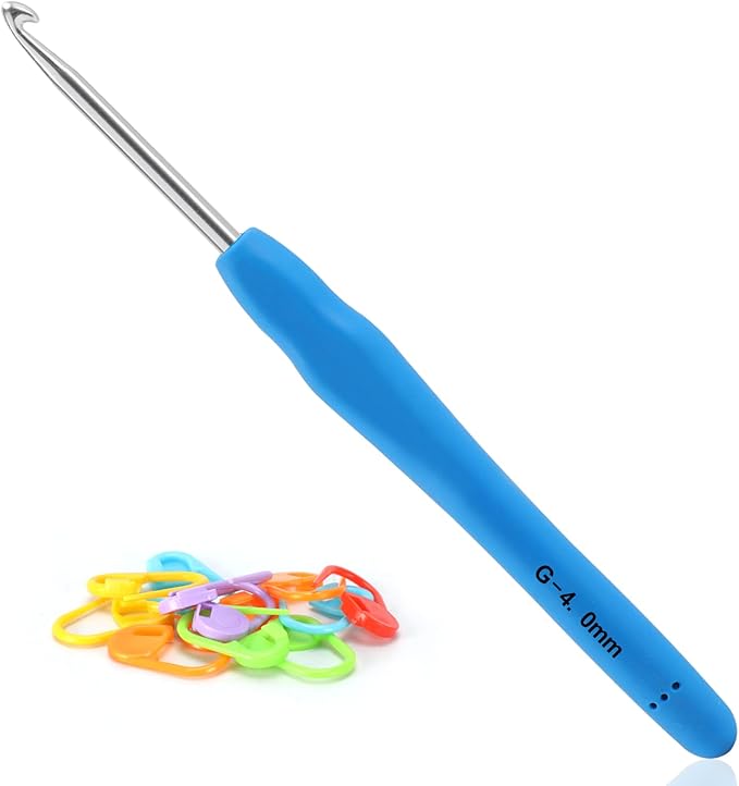 Vodiye Professional Extra Long 4mm Crochet Hooks, Ergonomic Handle Set for Beginners and Experienced Lovers