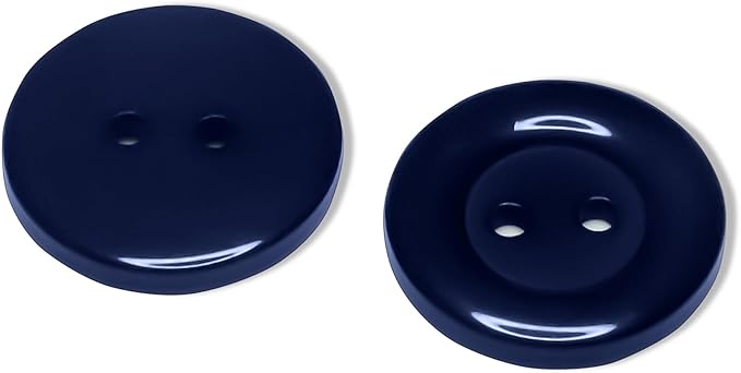 3/4" Navy 100 Pcs Sewing Buttons 2 Hole Dark Blue 0.75 Plastic Buttons Polished 30L Glossy Finish Round Uniform Buttons for Sewing Jacket Work Uniforms Workwear School Chef Pants Jacket Bags Craft DIY
