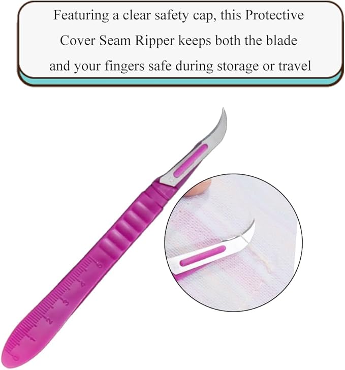 HAHIYO Pink Seam Ripper Ergonomic Grip Thread Stitch Remover Sewing Stitch Cutter Thread Ripper Unpicker Sewing Accessory Supply for Crafting Notions Quilting Hem with Built-in Ruler, 5.3-Inch 1PCs