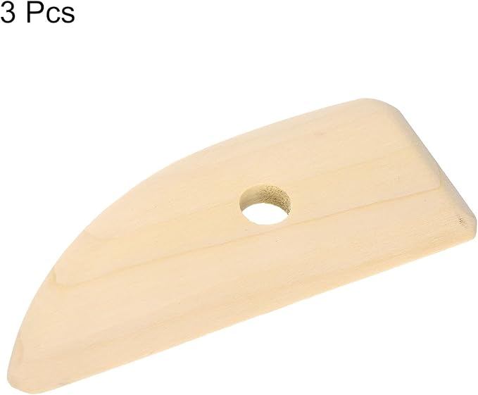 HARFINGTON 3pcs Pottery Ribs 12cm x 5.3cm Wooden Clay Ceramic Sculpting Tools for Finishing Shaping and Smoothing Removing Finger Marks