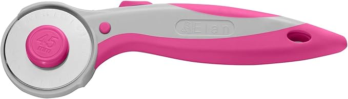 Elan 45mm Rotary Cutter for Fabric Pink, Ergonomic Rotary Fabric Cutter Wheel with Built-in Blade Safety Lock, Cutting Wheels for Sewing and Quilting