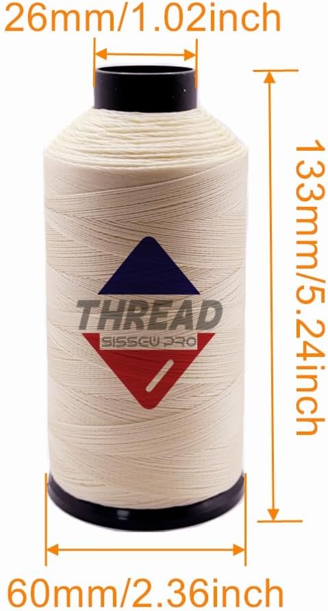 Sissewpro Tex70 Bonded Nylon Thread 69 Upholstery Thread Heavy Duty Threads for Sewing Machine Strong Black Threads for Leather, Beading, Hair Weaving, Denim, Canvas, 4oz 1500yds（3, BK&WH&BGE）