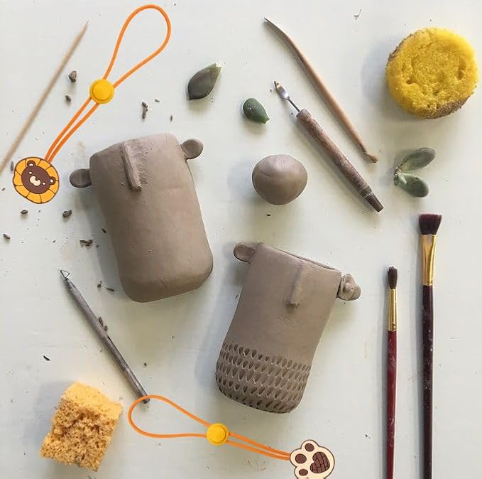 3Pcs Cute Pattern Adjustable Elasticity Clay Bag Tie, Studio Ties & Ceramic Tool Strap，The Must-Have Pottery Tool Ties for Pottery Ceramic Bag Closure and Organization (Orange 1)