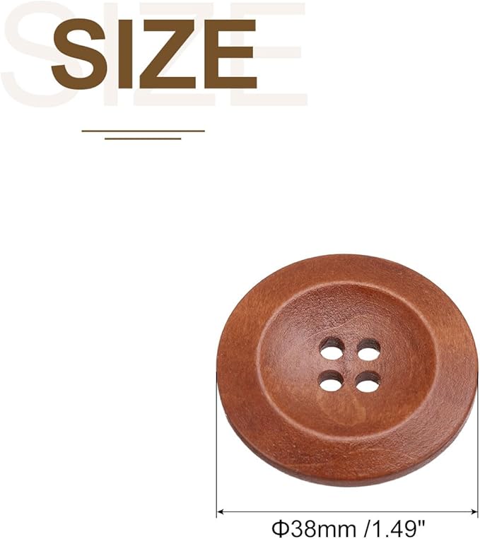 uxcell 80Pcs Wooden Buttons, 38mm(1 1/2") 4 Hole Round Wood Sewing Button Craft for Sewing DIY Craft Clothing, Red Brown