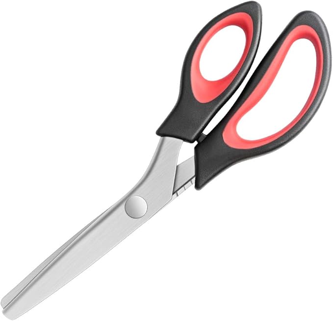Pinking Shears Serrated,Comfort Grips Handled, Professional Dressmaking Sewing Craft Zig Zag Cut Scissors, Suitable for Many Kinds of Fabrics and Paper, 9 Inch