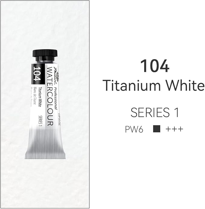 PHOENIX Professional Watercolor Paint Single Tube - 0.47 Fl Oz / 14ml - Titanium White