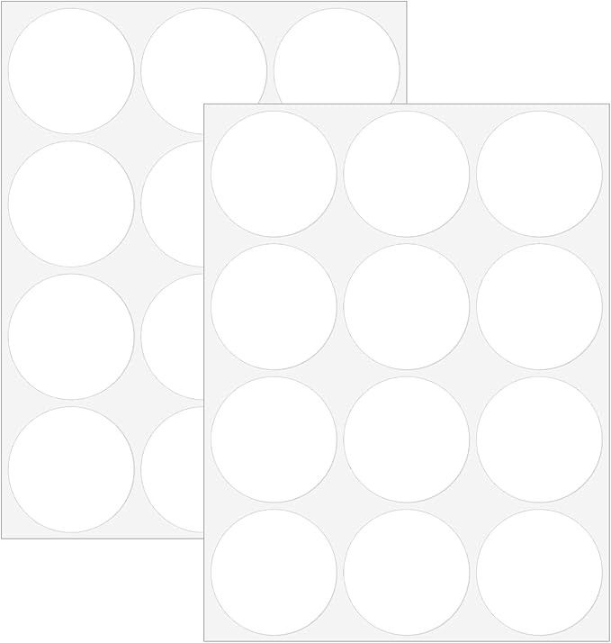 2" Round Large Colored Removable Stickers Labels - White,Pack of 360