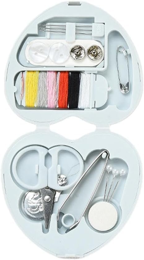 1 Set Sewing Kit Box,Travel Sewing Kit for Adults,Portable Mini Sewing Kit,Sewing Tools Household Clothing Fixes Sewing Kit,Sewing Thread Accessories,Basic Sewing Supplies Accessories (Blue)