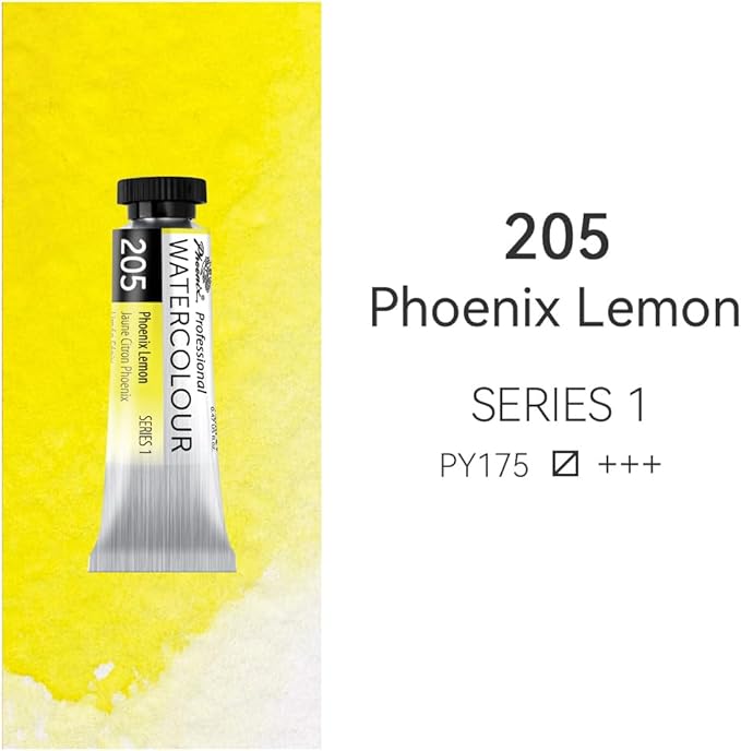 PHOENIX Professional Watercolor Paint Single Tube - 0.47 Fl Oz / 14ml - Phoenix Lemon