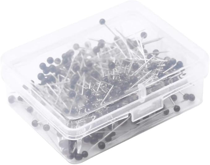 250 Pieces Sewing Pins Ball Glass Head Pins Straight Quilting Pins for Dressmaker Jewelry Decoration, Black
